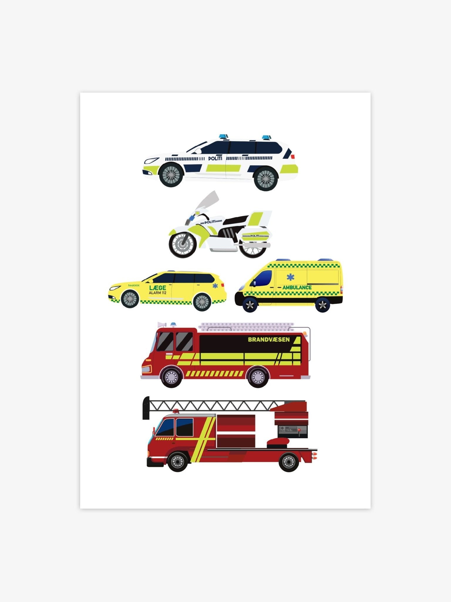 Politi, Ambulance, Brandbil - Littleposter.dk